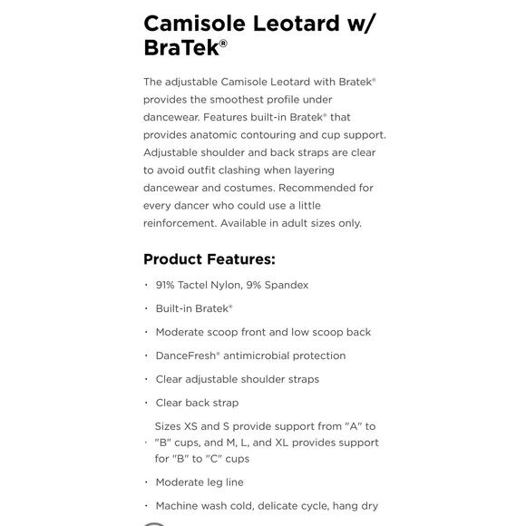 NWT Capezio Camisole Leotard with Bratek in Nude Color - Size Small - Picture 7 of 13